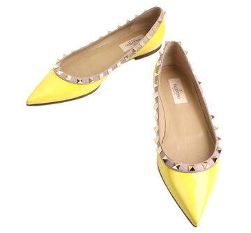 VALENTINO ロックスタッド ゴールドフラットシューズ 37.5 26810938