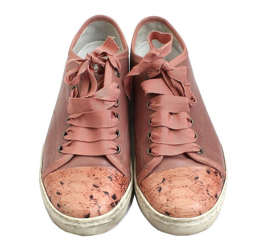 Lanvin Dusty Pink Python Pattern Cap Toe Sneakers 37 29780787