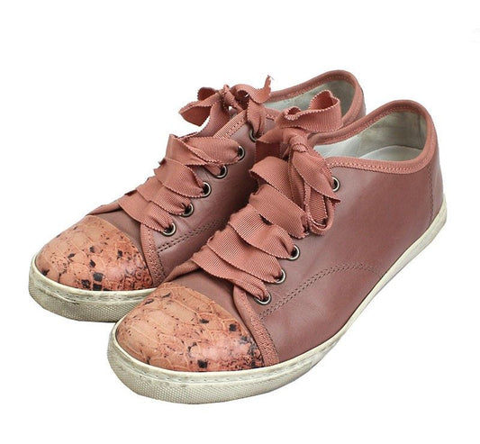 Lanvin Dusty Pink Python Pattern Cap Toe Sneakers 37 29780787