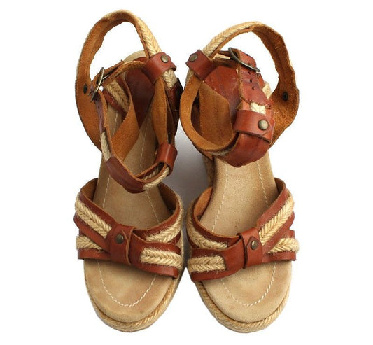 Isabel Marant Raffia Wedge Sandals 235 26810619