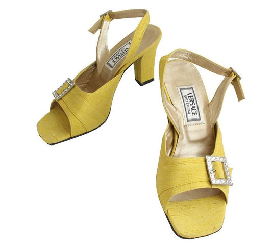 Versace Satin Mustard Sandals 36.5 26810576