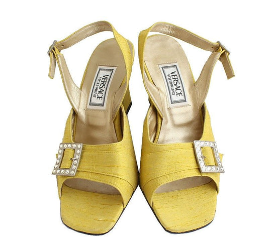 Versace Satin Mustard Sandals 36.5 26810576