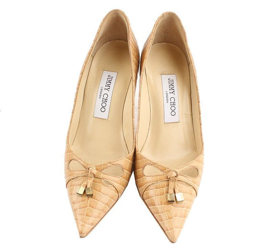 JIMMY CHOO Beige Wellenmuster Pumps 230 26810765