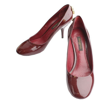 Louis Vuitton Wine Patent Leather Gold Pumps 34.5 26810705