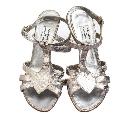 ALBERTA FERRETTI フィロソフィー バイ アルベルタ・フェレッティ シルバー パイソン サンダル 36 44008314