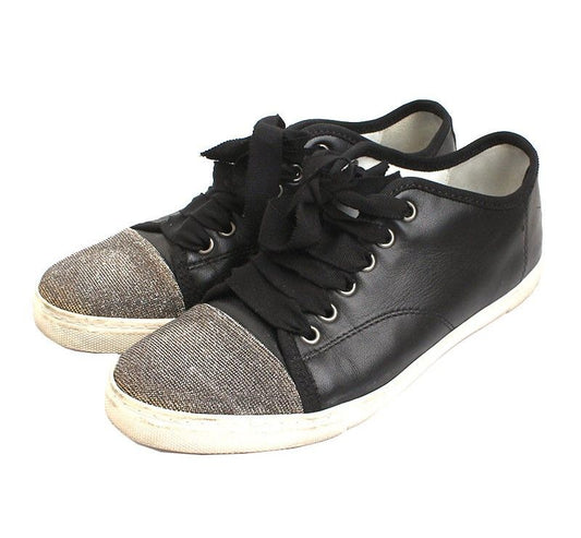 Lanvin Black Glitter Captoe Sneakers 37 29780786