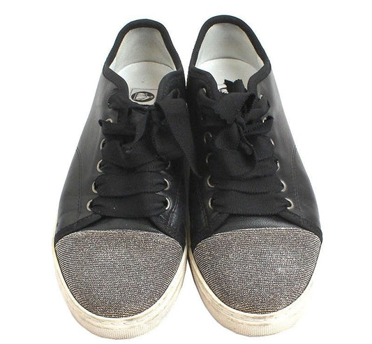 Lanvin Black Glitter Captoe Sneakers 37 29780786