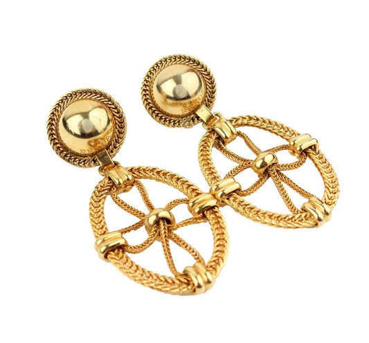 Prada Clover Clip-On Gold Big Earrings 26811661