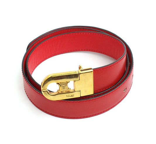 Celine Gold Logo Red Belt 32087039