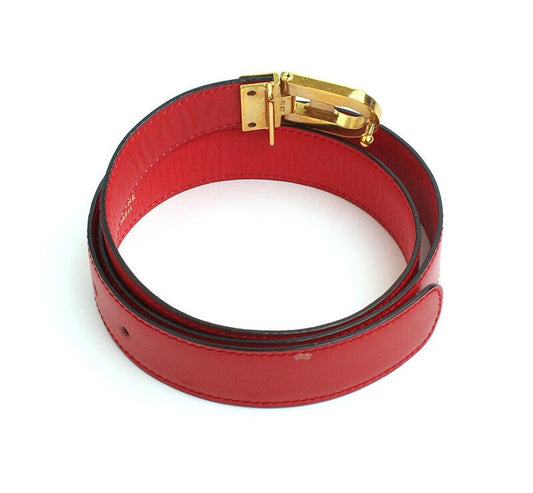 Celine Gold Logo Red Belt 32087039