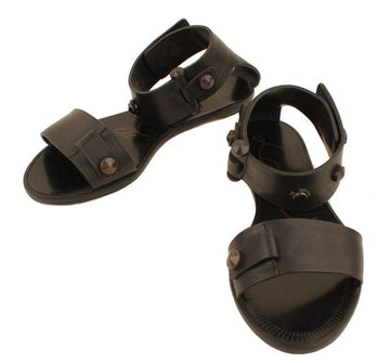 LANVIN エッテ ブラック スタッド アンクルストラップ フラットサンダル 36 26810839