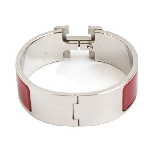 HERMES Roter H Click-Clack Armband aus Silber 29563496