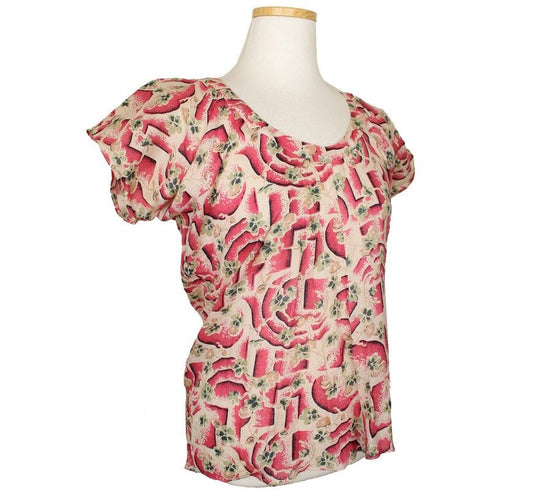 Marni Multi Flower Print Shirred Cotton Top 38 26807299