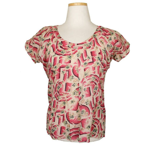Marni Multi Flower Print Shirred Cotton Top 38 26807299