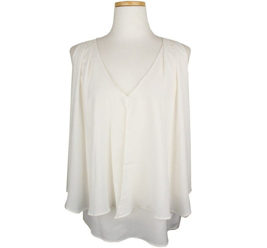 Theory Ivory Flare Sleeveless Blouse S 26809105