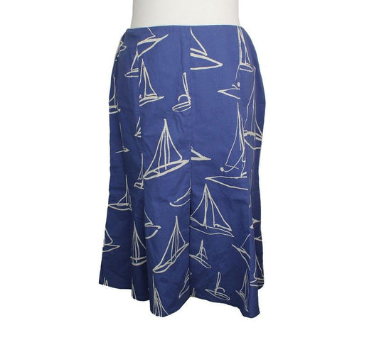 ANNA MOLINARI Annamolinari Blue Yacht Pattern Slit Skirt 42 26809323