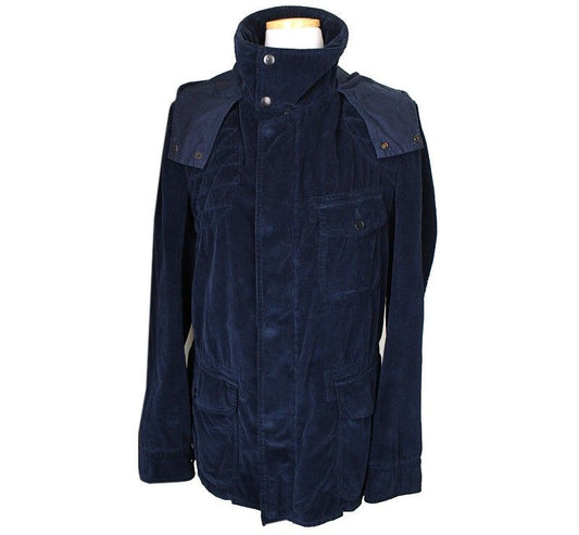 ZUCCA ブルーネイビーコーデュロイハイネックフーディジャケットM 26809982
