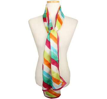 COACH ネオンマルチ斜めストライプシルクロングスカーフ149 26811862