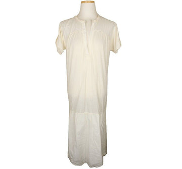 Zadig & Voltaire Cream Logo Embroidery Roll-Up Sleeve Long Dress M 26809406