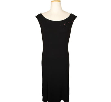 ANNA MOLINARI Black Embroidered & Beaded Back Cutout Sleeveless Dress 40 26809205