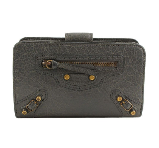 Balenciaga Khaki Grey Motor Gold-Plated Compact Wallet 272467 26811454