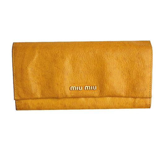 Miu Miu Vintage Mustard Flap Long Wallet 26811425