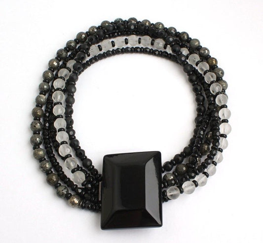 Armani Black Big Square Bead Necklace 30372651