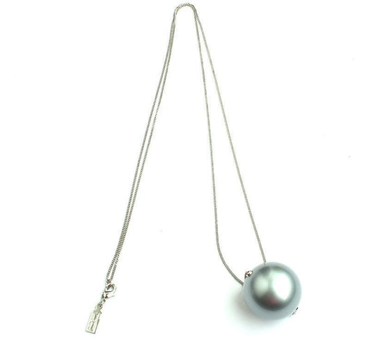 Salvatore Ferragamo Gray Silver-Plated Bigball Long Necklace 26811547