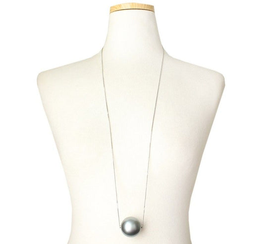 Salvatore Ferragamo Gray Silver-Plated Bigball Long Necklace 26811547