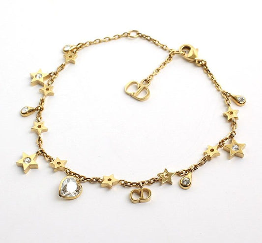 Dior Christian Multi-Charm Logo Gold-Plated Bead Bracelet 26811863