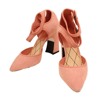 LOUIS VUITTON Pink Wildleder Sandalen mit Ankle-Strap und LV-Logo 35.5 26810871