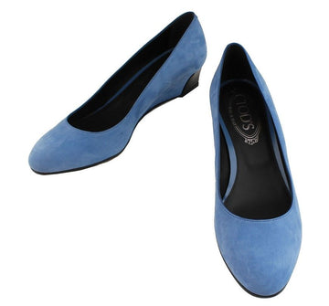 Tods Sky Blue Suede Wedge Shoes 37 26810961