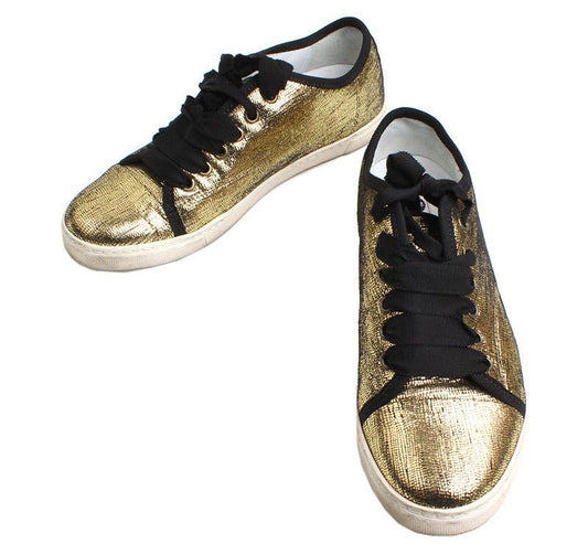 LANVIN メタリックゴールドスニーカー 36 26807595