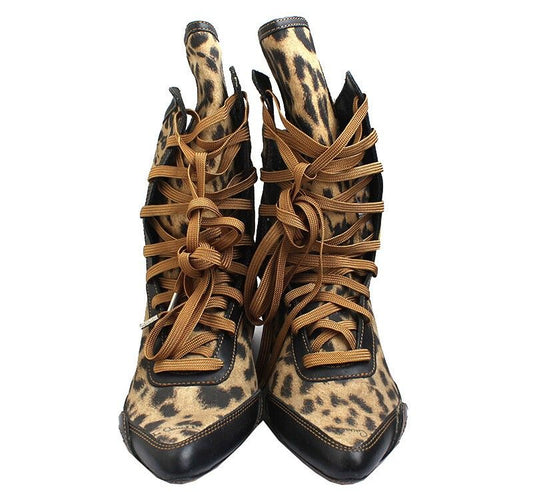 ROBERTO CAVALLI Leoparden Schnürstiefel 36 44008519