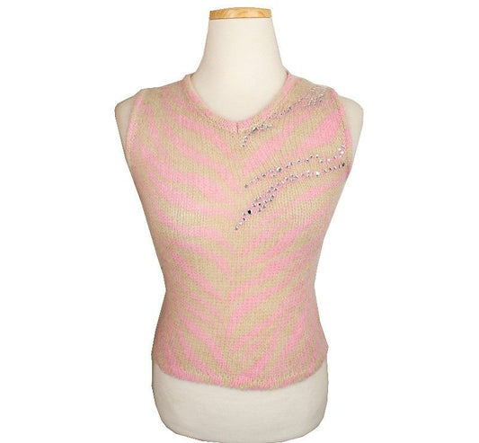 ANNA MOLINARI Annamolinaris Pink & Beige Beaded Mohair Kurzpullover 44 26809985