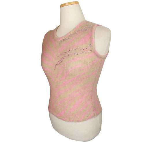 ANNA MOLINARI Annamolinaris Pink & Beige Beaded Mohair Kurzpullover 44 26809985