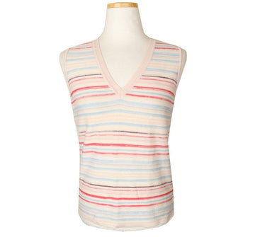 MALO Multistripe V-Neck Wool Knit Top 55 26809845