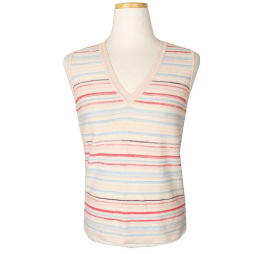 MALO Multi-Streifen V-Ausschnitt Wollpullover 55 26809845