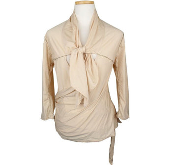 ISSEY MIYAKE Beige gebundener Cardigan mit grünen Stichen 2 26809960