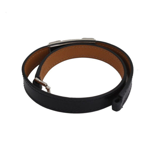 Hermes Medor Black Box Strap Silver Plated Bracelet MR 26811474