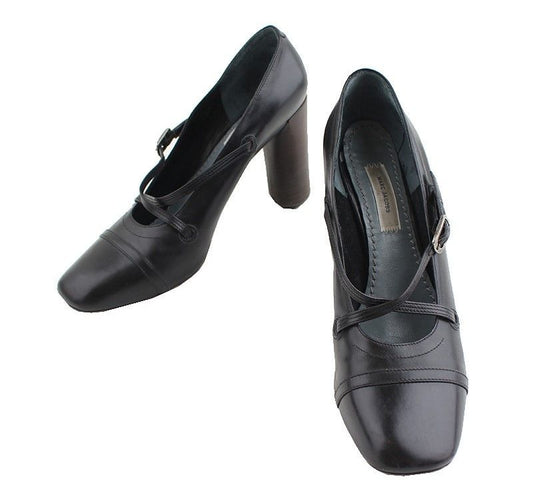 MARC JACOBS Schwarze X-Strap Square-Toe Holzabsatz-Pumps 35.5 26810810