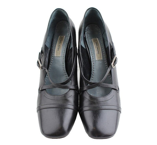 MARC JACOBS Schwarze X-Strap Square-Toe Holzabsatz-Pumps 35.5 26810810