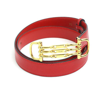 Celine Triple Gold Buckle Red Belt 32087142