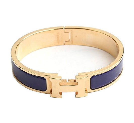 Hermes Deep Blue Gold-Tone Click Ash 26811832