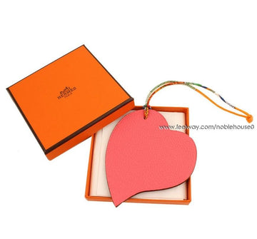 HERMES プティアッシュ ピンク&ルーズアッシュ ハート バッグチャーム 26812048