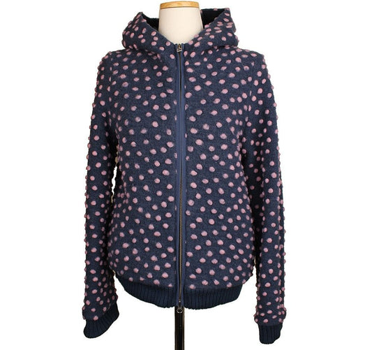 TSUMORI CHISATO Tsukuri Chisato Navy & Pink Pom Pom Hoodie Zip-Jacke 2 26810207