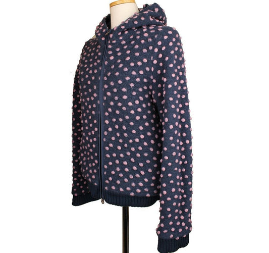 TSUMORI CHISATO Tsukuri Chisato Navy & Pink Pom Pom Hoodie Zip-Jacke 2 26810207