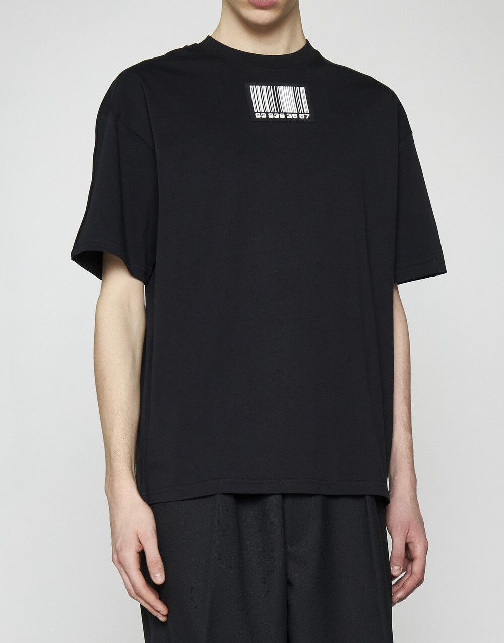 vetements 23SS VTMNTS Rubber Barcode Patch Short Sleeve Black