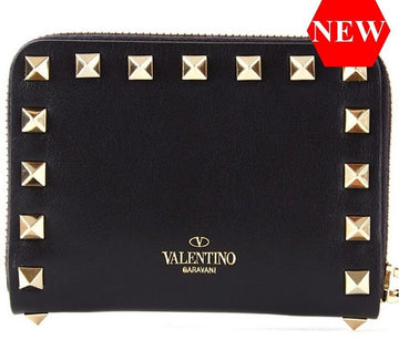 Valentino Rockstud Card and Coin Wallet Black 30480420