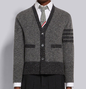 Thom Browne Tweed 4-Bar V-Neck Cardigan MKC367A 30480703